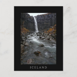 Svartifoss Wasserfall, Island, schwarze Postkarte