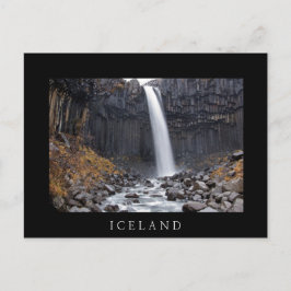 Svartifoss Wasserfall, Island, schwarzer Text Post Postkarte