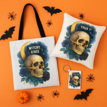 Witchy Aesthetic Gothic Skull Moon Halloween 