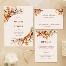 Elegant Autumn Foliage Soft Watercolor Wedding Set