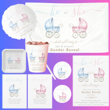 He or She Baby Strollers Gender Reveal Collection