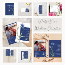 Dusty blue Floral QRcode Wedding collection