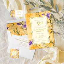 Gold and Violets Floral 50th Wedding Anniversary