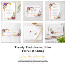 Trendy Technicolor Boho Floral Wedding