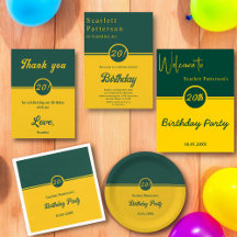 Elegant Chic Green And Gold Modern Birthday