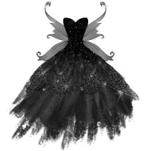 Gothic Fairy Wing Gown   Black Bodice Goth Luxury