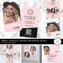 Blush Pink Script Photo Logo Makeup Business Suite