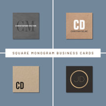 Elegant Square Monogram Business Card