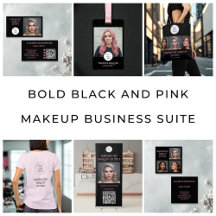 Bold Black and Pink Makeup Business Suite