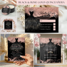Black & Rose Gold Glitter Quinceañera Collection