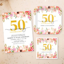 Elegant Floral 50th Wedding Anniversary