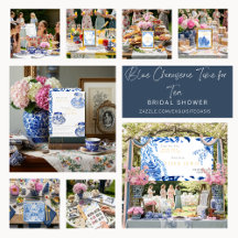 Blue Chinoiserie Time for Tea Bridal Shower