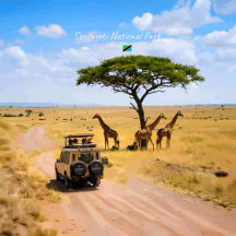 Serengeti, Tanzania -  Safari Giraffe Landscape