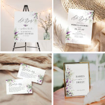 Greenery Purple Lilac Baby Shower Collection
