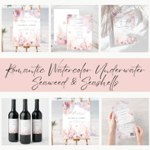 Romantic Watercolor Underwater Seaweed & Seashells