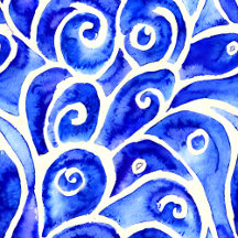 Blue and White Abstract Curly Design Pattern