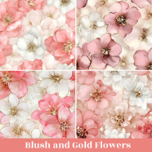 Delicate Aerial Blush and Gold Ink Flowers