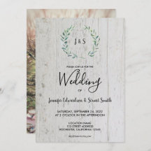 Watercolor leaves on rustic barn wood wedding