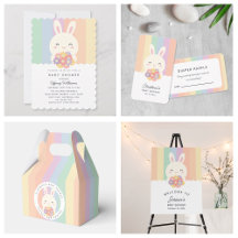 Cute Some Bunny is On The Way Rainbow Baby Shower