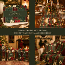 ELEGANT BURGUNDY PLAID & POINSETTIA CHRISTMAS 