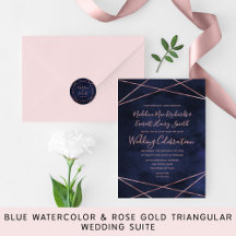 Navy Blue & Rose Gold Geometric Wedding Suite