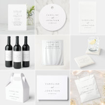 Modern Minimalist Script White Custom Wedding