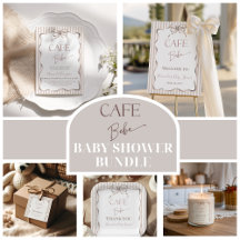 Vintage Beige Bow Cafe Bebe Coffee Baby Shower