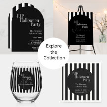Halloween RIP themed party black and white stripes