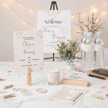 Blush Floral Minimalist Bridal Shower Games Suite