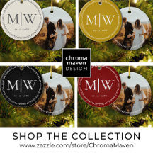 Minimalist Newlyweds Monogram Photo Ornaments