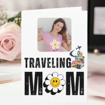 Cute Retro "Traveling Mom" Birthday Card & Gifts