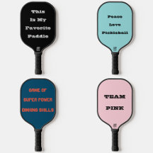 Pickleball Paddles In Solid Color And Text Designs