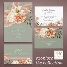Sage Green & Peach Boho Floral Wedding Suite