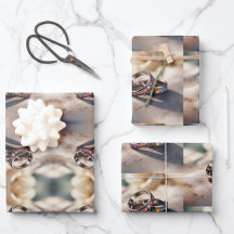 Gold and Sliver Wedding Gift Wrapping Paper Sheets