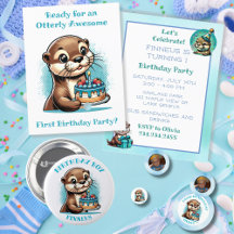 Baby Boy's First Birthday   Otter Themed