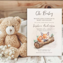 Beige Woodland Fox Baby Shower Collection