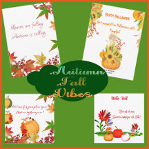 Vibrant Autumn Fall Vibes Holiday Cards & Invites
