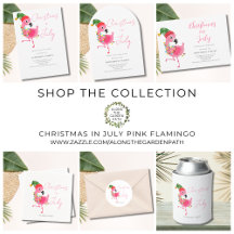 Christmas In July Pink Flamingo Tropical 