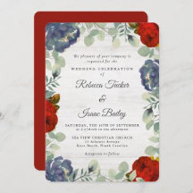 Rustic Red Blue Floral Eucalyptus Wedding