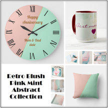 Retro Blush Pink Mint Abstract Collection