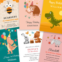 Kids Happy Birthday Cards and Party Invitations