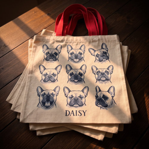 UGC Stacked on table: the personalized canvas tote bag with DAISY's portrait