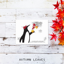 Penguin and Autumn Leaves Cute Funny Cartoon Gifts