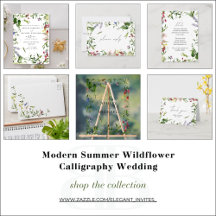 Modern Summer Wildflower Calligraphy Wedding