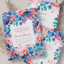Chic Watercolor Floral 30th Birthday Set