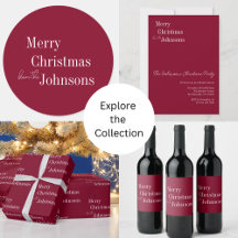 Burgundy Christmas gift wrap and party supplies