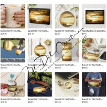 Gifts with sunset on the pacific ocean design