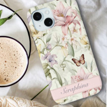 Spring Pastel Florals Custom Name Phone Cases