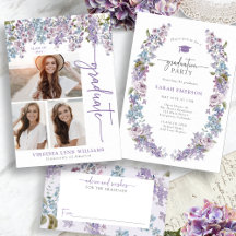 Elegant Purple Lavender Lilac Floral Graduation