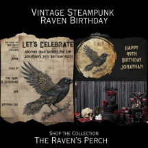 Vintage Steampunk Raven Birthday